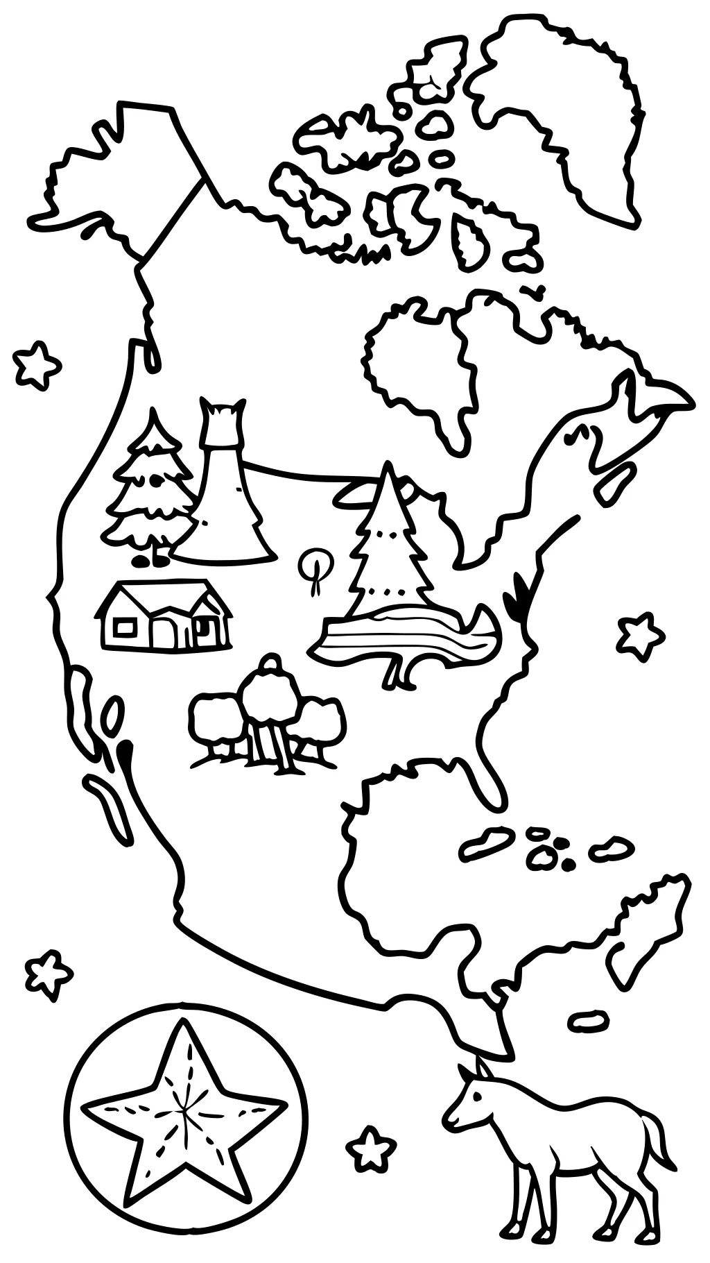 north america map coloring page printable